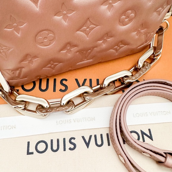 Louis Vuitton Coussin BB Metallic Rose Gold Embossed Monogram Crossbody Bag - Picture 6 of 14